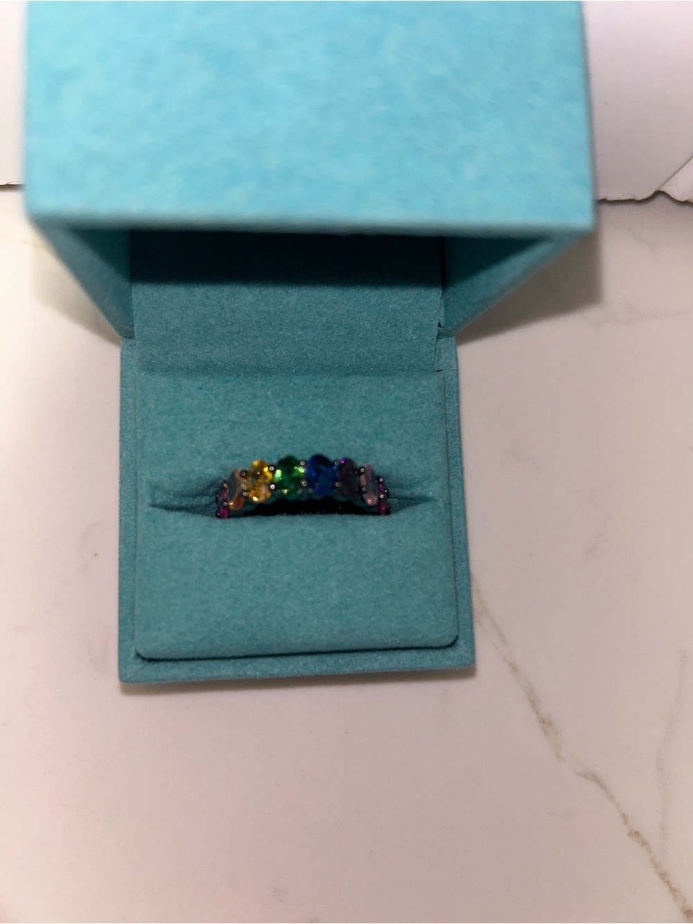 Kurt Geiger Rainbow Crystal Ring Multicolor Stones,black hardware NIB/NWT - Picture 11 of 11
